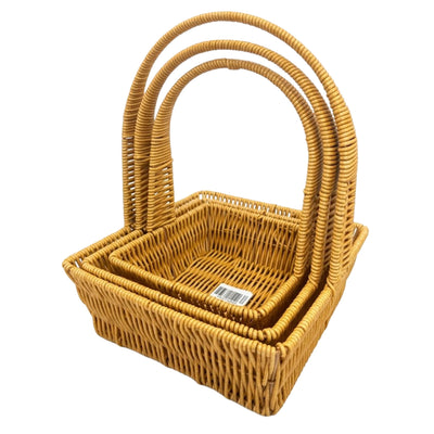 Bamboo Hamber Gift Basket Square Shape - 3Pcs Set