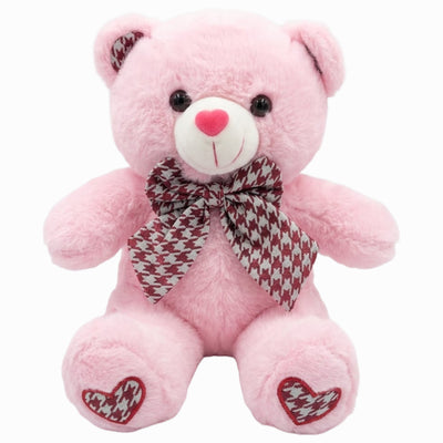 Teddy Bear Plush Doll With Bow - Pink Colour - 30 Cm