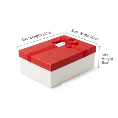 Gift Packing Box White And Red Colour Medium 21X8X14 Cm