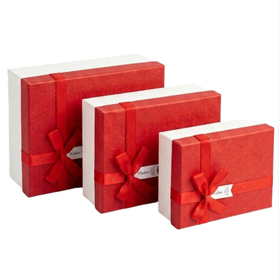 Gift Packing Box White And Red Colour 3 Piece Set
