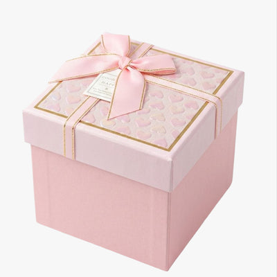 Gift Box With Heart Design Lid Pink Colour 13X13X12 Cm