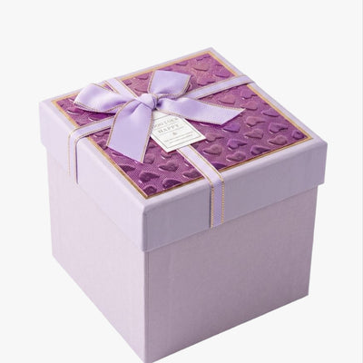 Gift Box With Heart Design Lid Light Purple Colour 13X13X12 Cm