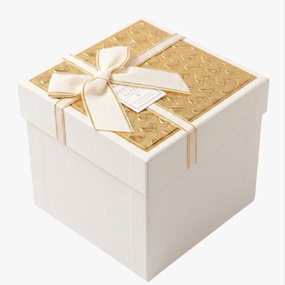 Gift Box With Heart Design Lid Off White Colour 13X13X12 Cm