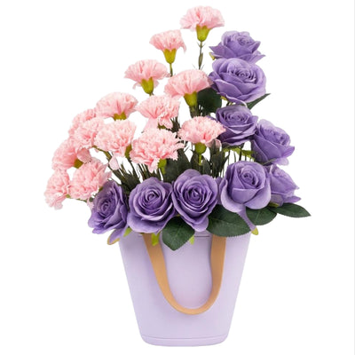 Elegant Flower Vase With Artificial Roses And Carnation