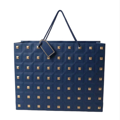 Square Gold Embossed Gloss Gift Bag - Dark Blue Colour - 50X40X15 Cm
