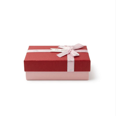 Small Gift Box With Thankyou Printed Ribbon - 15X9X6 Cm - Red And Rose Gold Colour