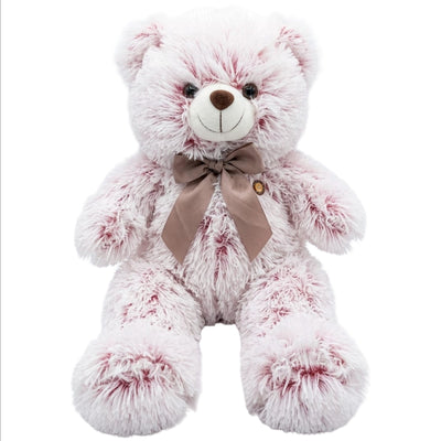 Teddy Bear Plush Doll With Bow - White And Maroon Colour - 50 Cm