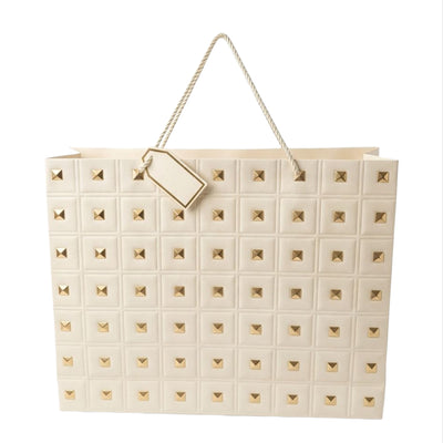 Square Gold Embossed Gloss Gift Bag - Off White Colour - 50X40X15 Cm