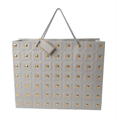 Square Gold Embossed Gloss Gift Bag - Gray Colour - 50X40X15 Cm