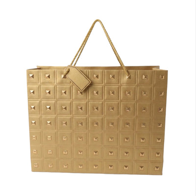 Square Gold Embossed Gloss Gift Bag - Gold Colour - 50X40X15 Cm