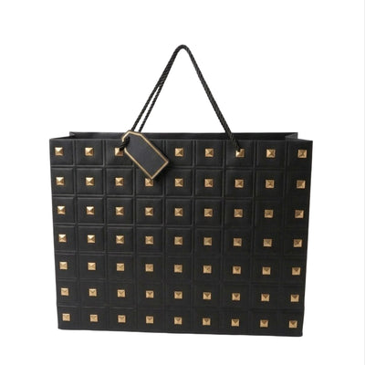 Square Gold Embossed Gloss Gift Bag - Black Colour - 50X40X15 Cm