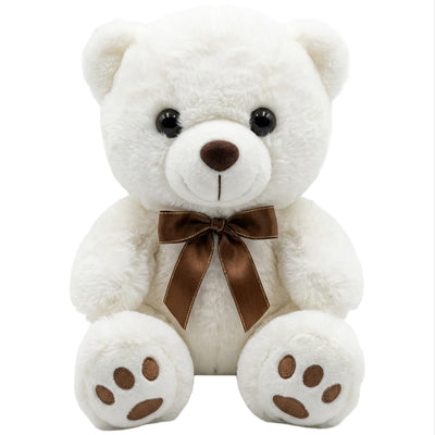 Teddy Bear Plush Doll With Swquins Heart Pillow - White Colour - 20 Cm