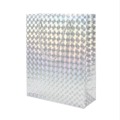 Gift Bag 3D Design Silver Colour 30X25X9 Cm