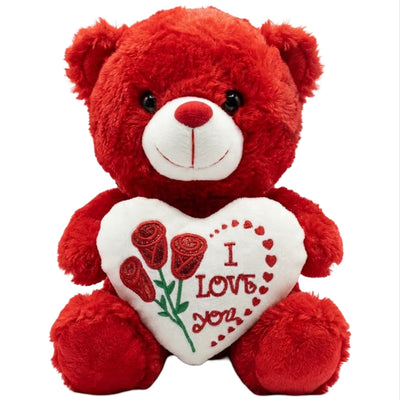 Teddy Bear Plush Doll With Heart Pillow - Red Colour - 26 Cm