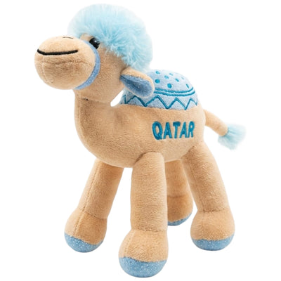 Qatar Soft Camel Plush Doll Toy For Gift - Cream And Blue Colour - 18 Cm
