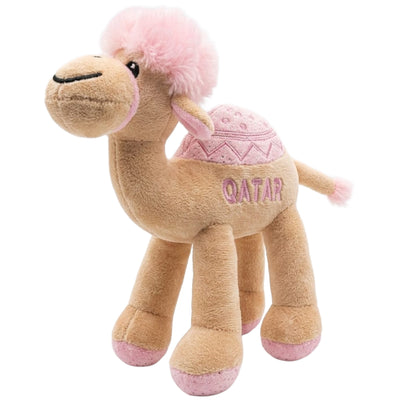 Qatar Soft Camel Plush Doll Toy For Gift - Cream And Pink Colour - 18 Cm