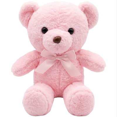 Teddy Bear Soft Plush Doll With Bow For Gift - Pink Colour - 30 Cm