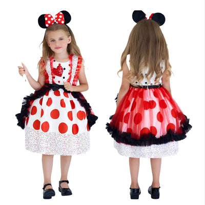 Minnie Mouse Costume With Head Band For Kids - Medium