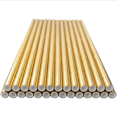 Foil Wrapped Paper Drinking Straw Metallic Gold Pack Of 25 Pieces 5 Mm
