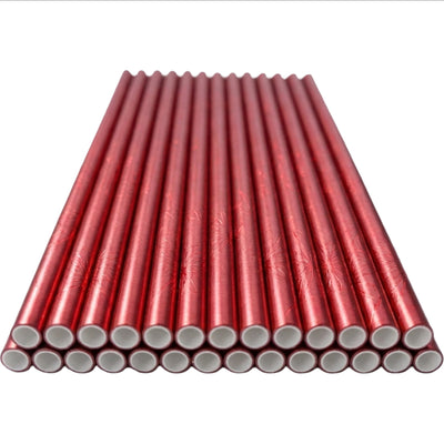 Foil Wrapped Paper Drinking Straw Metallic Red Pack Of 25 Pieces 5 Mm