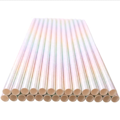 Foil Wrapped Paper Drinking Straw Metallic Iridescent Pack Of 25 Pieces 5 Mm