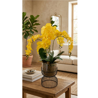 Artificial Yellow Orchid Flower Vase
