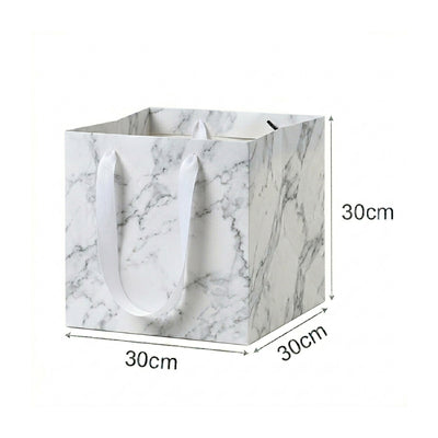 Marble Pattern White Party Gift Bag - Cake Bag - 30X30X30 Cm