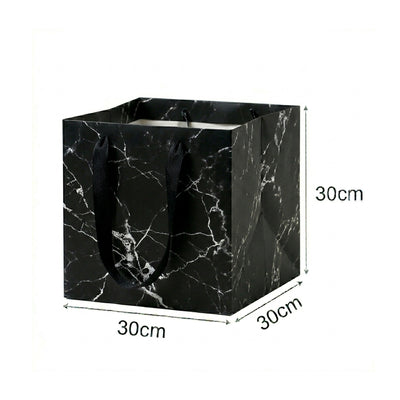Marble Pattern Black Party Gift Bag - Cake Bag - 30X30X30 Cm