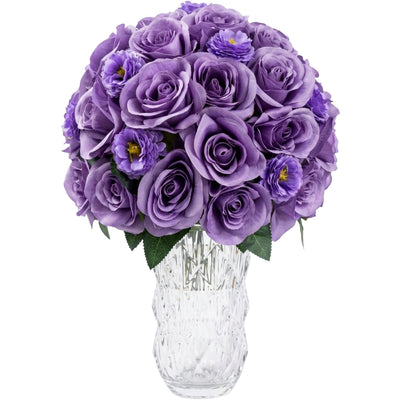 Artificial Purple Roses Flower Vase