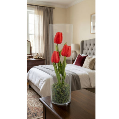 Artificial Red Tulip Flower Vase