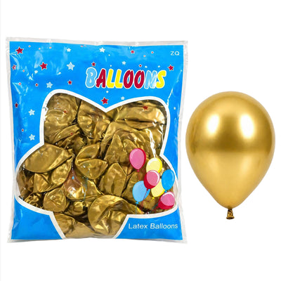 Latex Metallic Chrome Gold Balloon - Pack Of 50 Pcs - 12 Inch