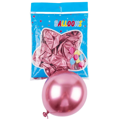 Latex Metallic Chrome Pink Balloon - Pack Of 50 Pcs - 12 Inch