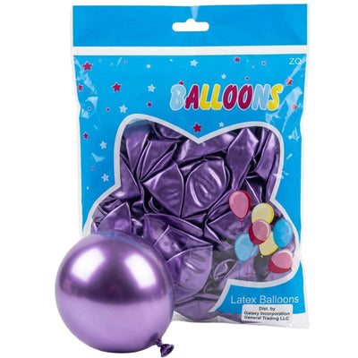 Latex Metallic Chrome Purple Balloon - Pack Of 50 Pcs - 12 Inch