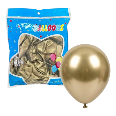 Latex Metallic Chrome Champagne Balloon - Pack Of 50 Pcs - 12 Inch