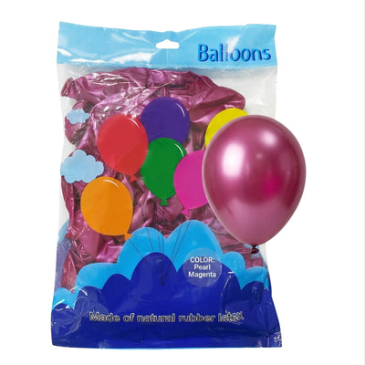 Latex Metallic Magenta Balloon - Pack Of 50 Pcs - 12 Inch