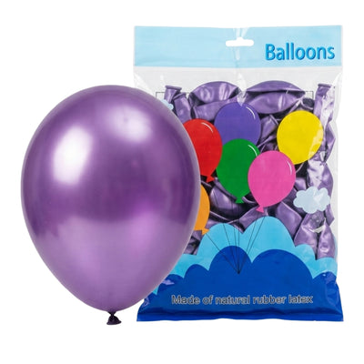 Latex Metallic Purple Balloon - Pack Of 50 Pcs - 12 Inch