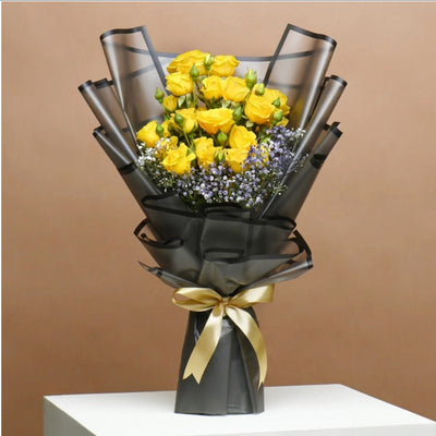 Baby Rose Flower Bouquet - Yellow Colour