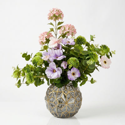 Artificial Flower Arrangement With Diamond Vase