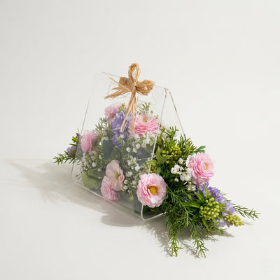 Elegant Artificial Flower Arrangement in Acrylic Bag