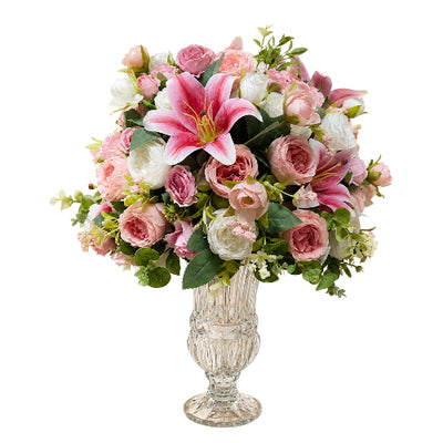 Elegant Artificial Flower Arrangement in Glass Vase