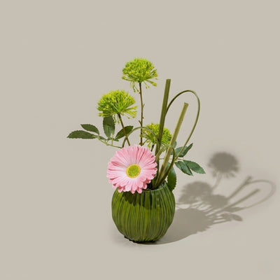 Artificial Flower Arrangement With Steel Grass Decorated Vase