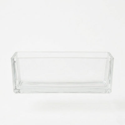 إناء زجاجي مستطيل شفاف - صندوق نباتات - مزهرية زهور - 10X30