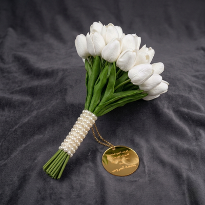 Artificial Closed Tulip 30 Flower Bouquet - White Color