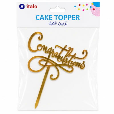 Congratulations Cake Topper - Gold Mirror Acrylic Cake Decoratior