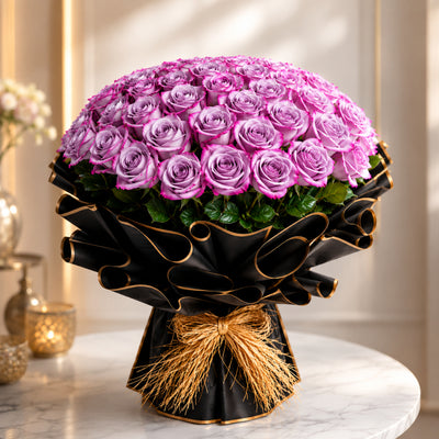 Purple Roses Flower Bouquet