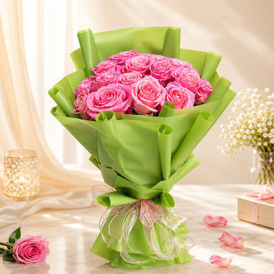 Pink Roses Elegant Flower Bouquet