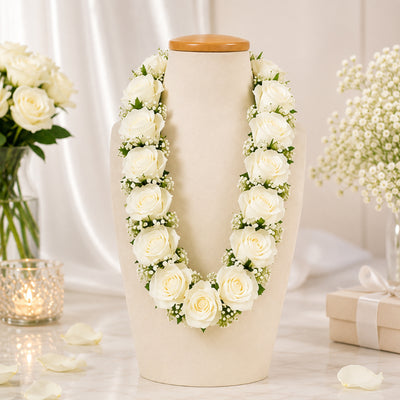 White Flower Necklace - Flower Collar