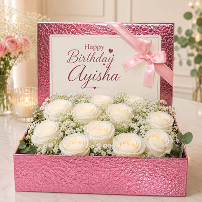 Personalised Elegant Flower Box Arrangement