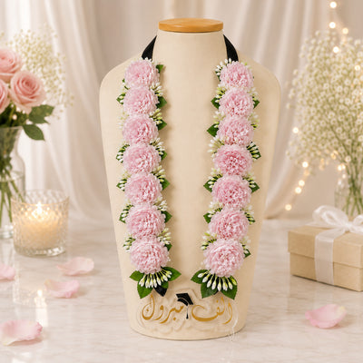 Artificial Pink Flower Graduation Necklace - Flower Collar