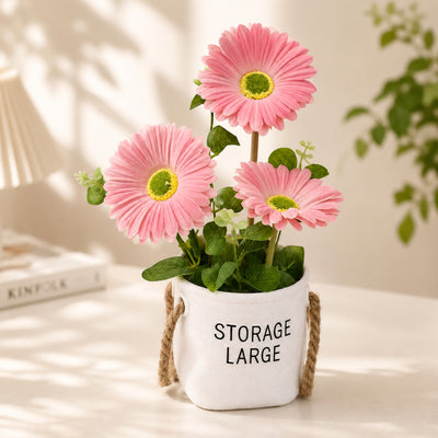 Pink Artificial Gerbera Flower Arrangement In Ceramic Pot